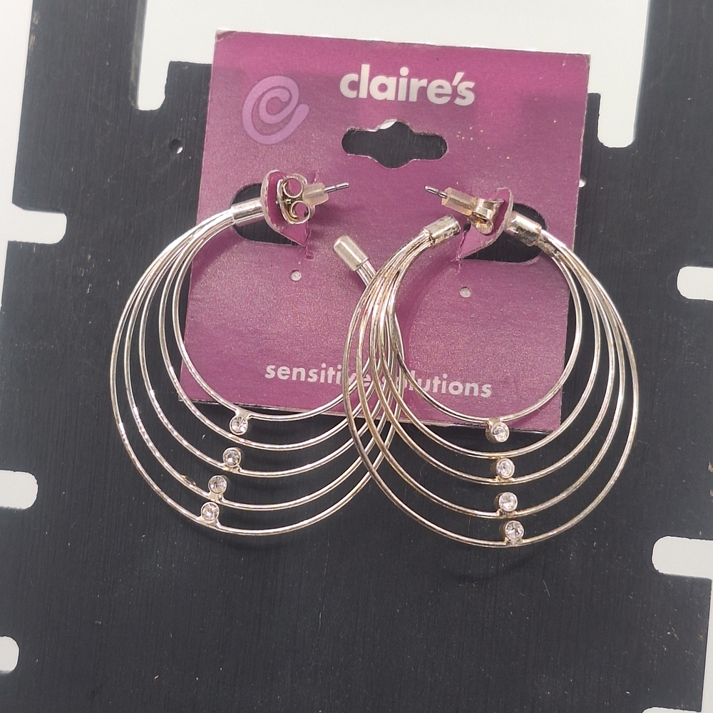 Claire's Silvertone Hoop Earrings
